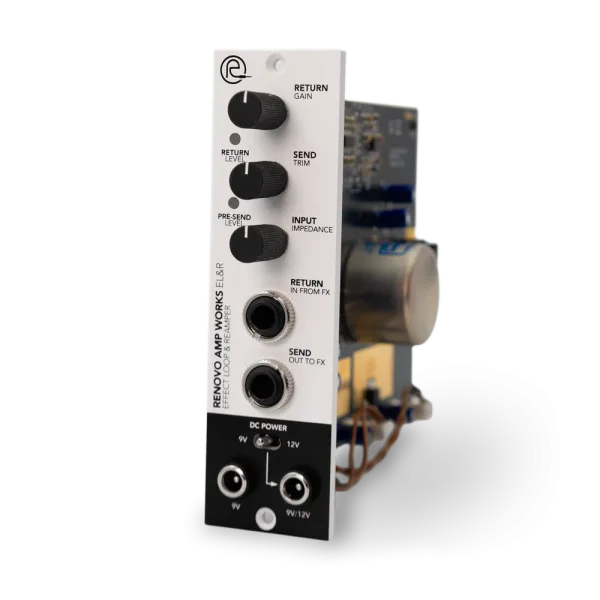 Side view of Guitar and Bass effect pedal reamper and effects loop for 500 series